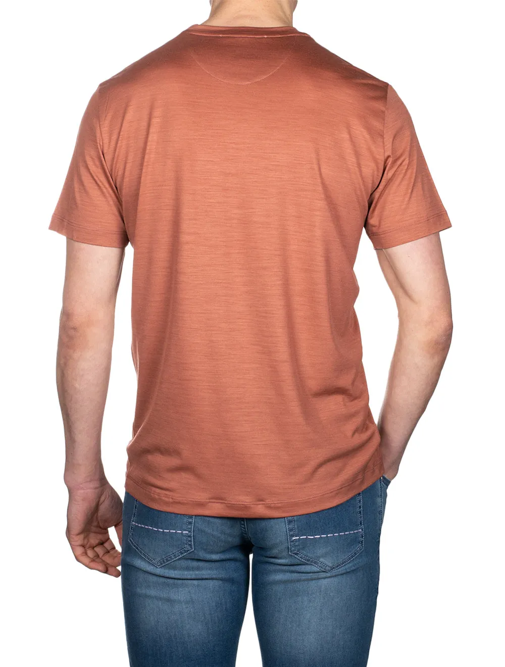 Short Sleeve Wool T-shirt Peach