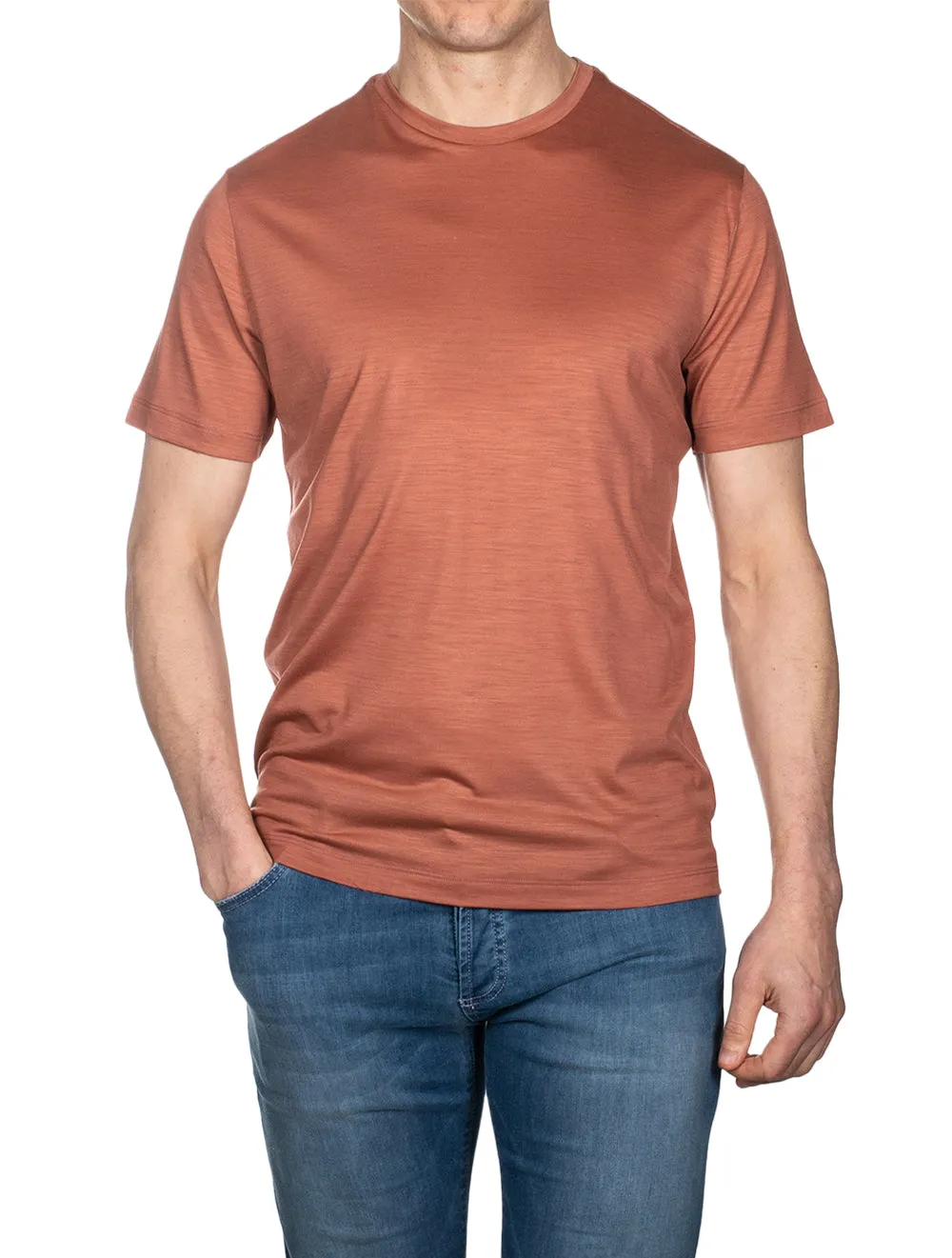 Short Sleeve Wool T-shirt Peach