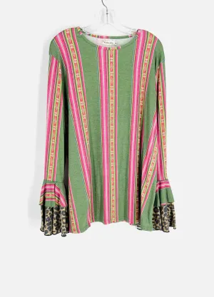Southern Stitch Size XL Olive/Multi Stripe Animal Print Tops Top-Long Sleeve