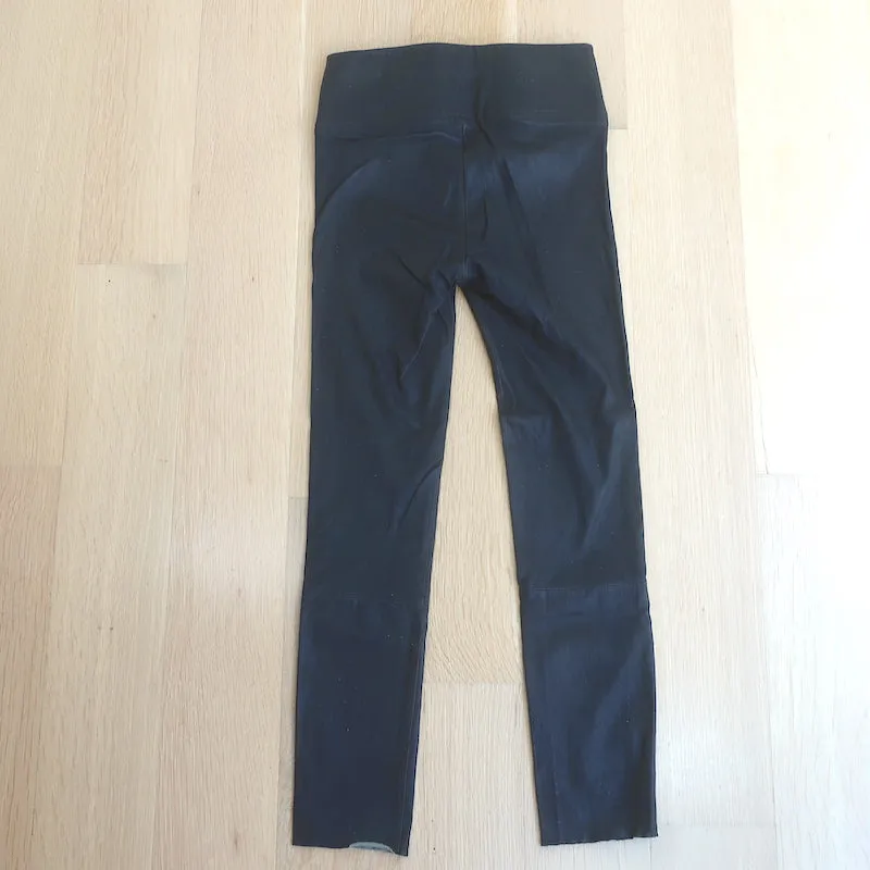 SPRWMN High Waist Leather Ankle Leggings Very Dark Brown Size Small