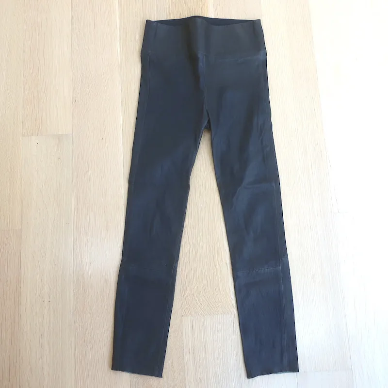 SPRWMN High Waist Leather Ankle Leggings Very Dark Brown Size Small