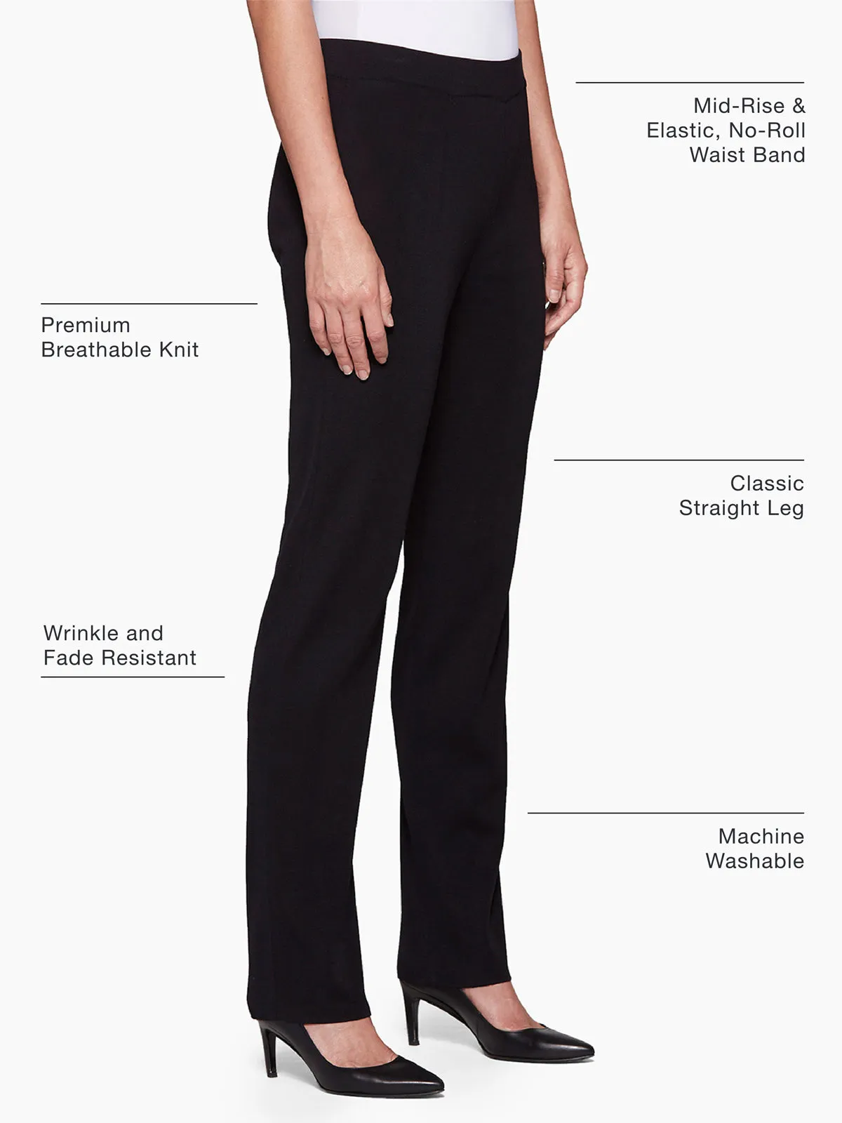 Straight Leg Knit Pant, Black
