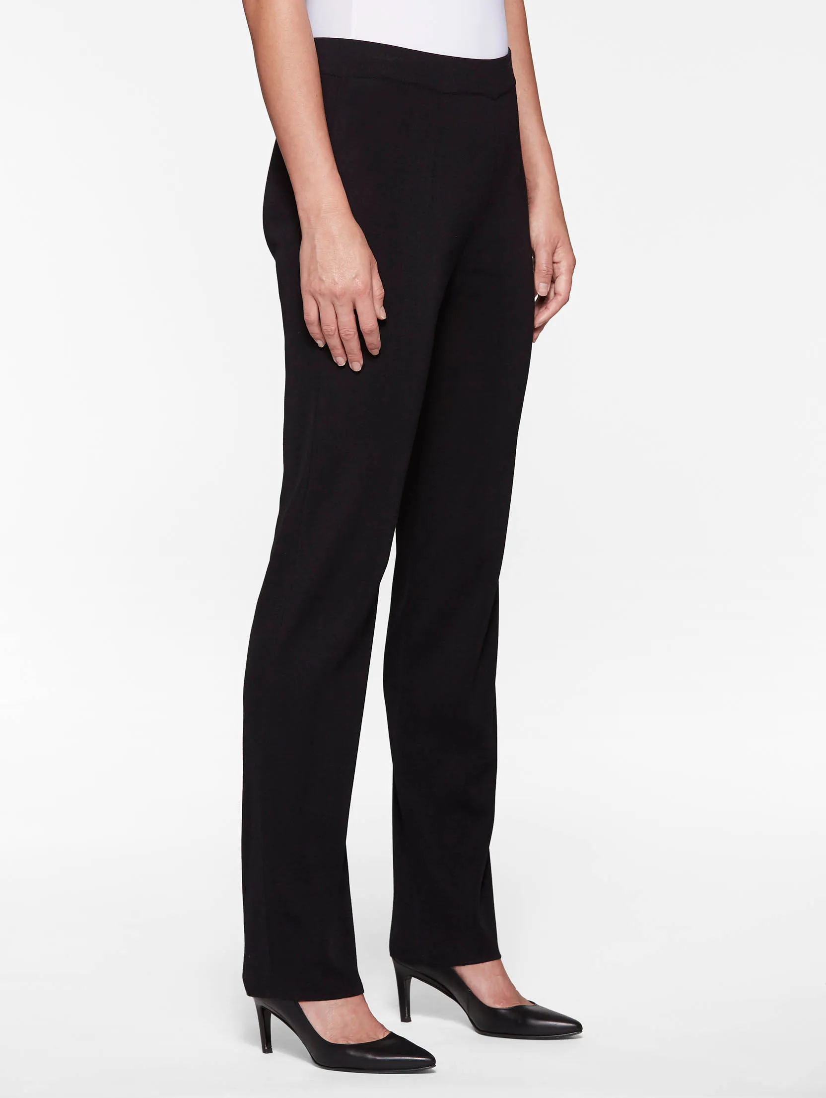 Straight Leg Knit Pant, Black