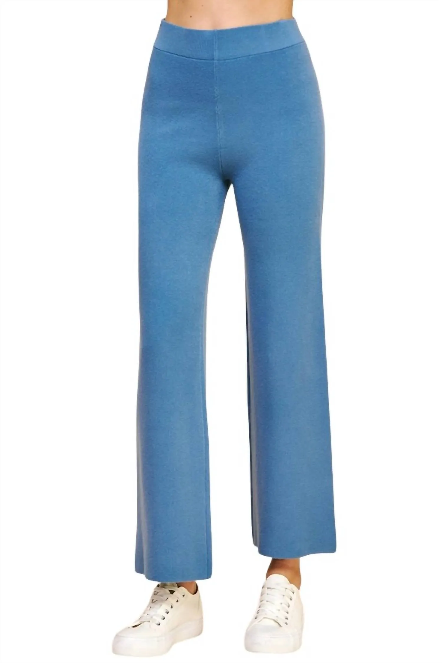 Straight Leg Sweater Pants In Dusty Blue