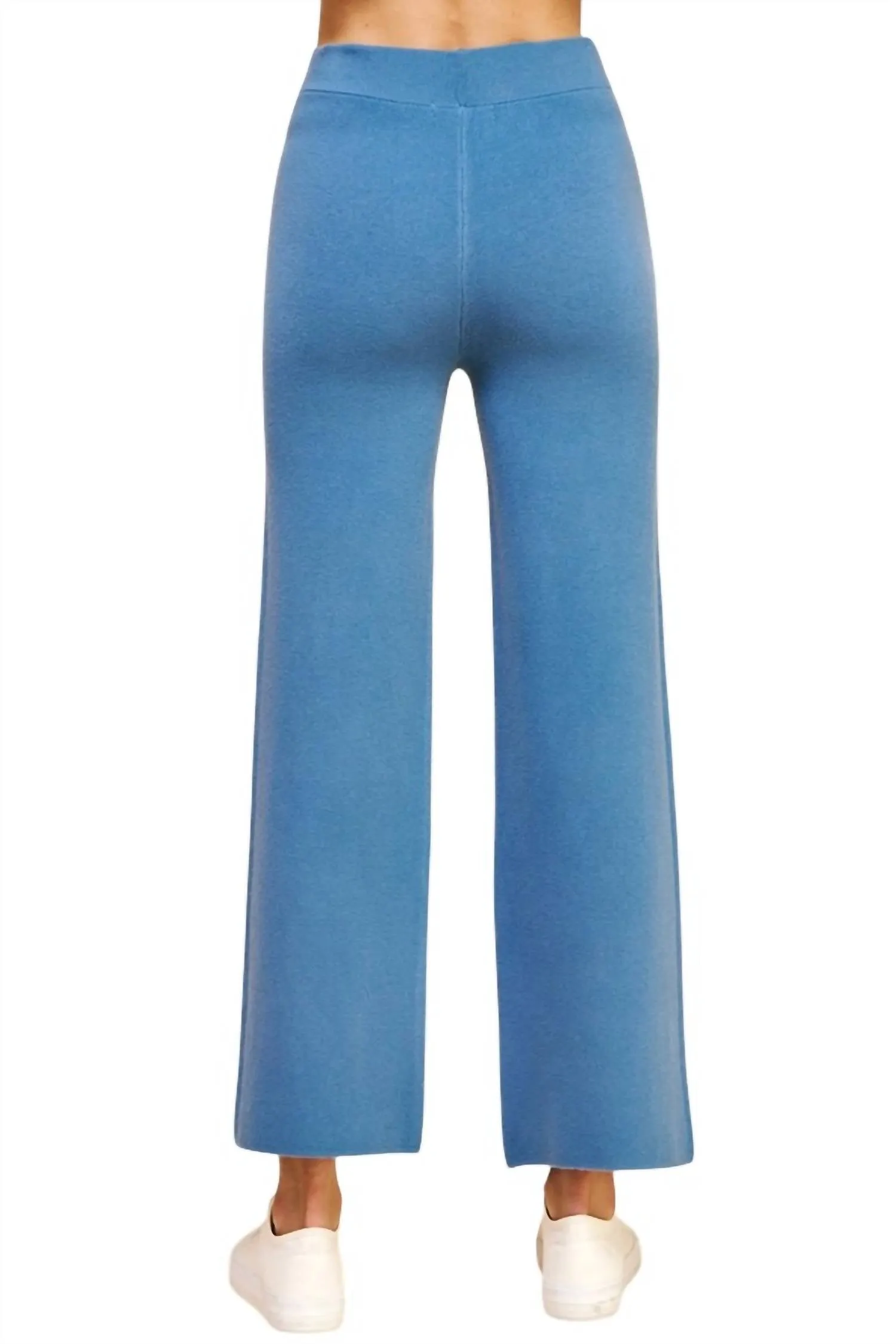 Straight Leg Sweater Pants In Dusty Blue