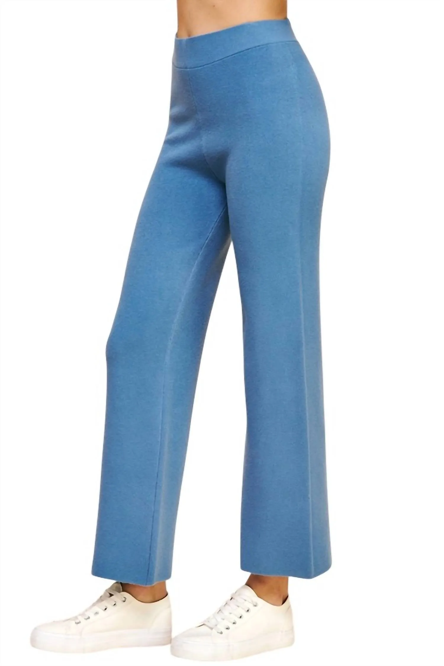 Straight Leg Sweater Pants In Dusty Blue