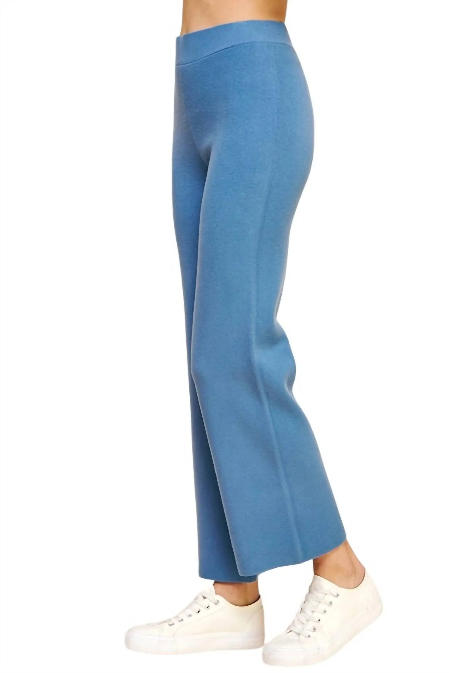 Straight Leg Sweater Pants In Dusty Blue