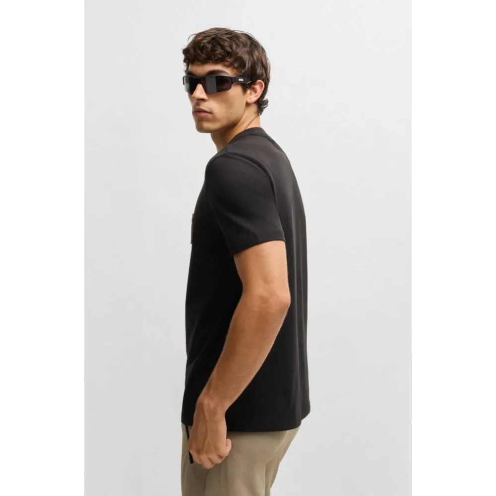 Stretch-cotton T-shirt with large logo