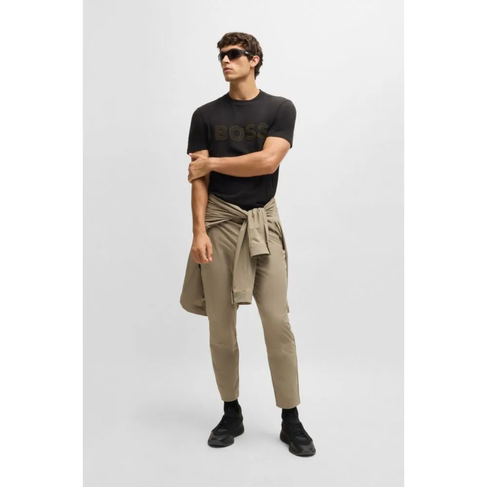Stretch-cotton T-shirt with large logo