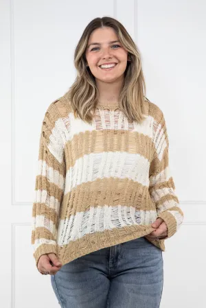 Striped Women's Lightweight Peekaboo Knit Sweater *Final Sale*