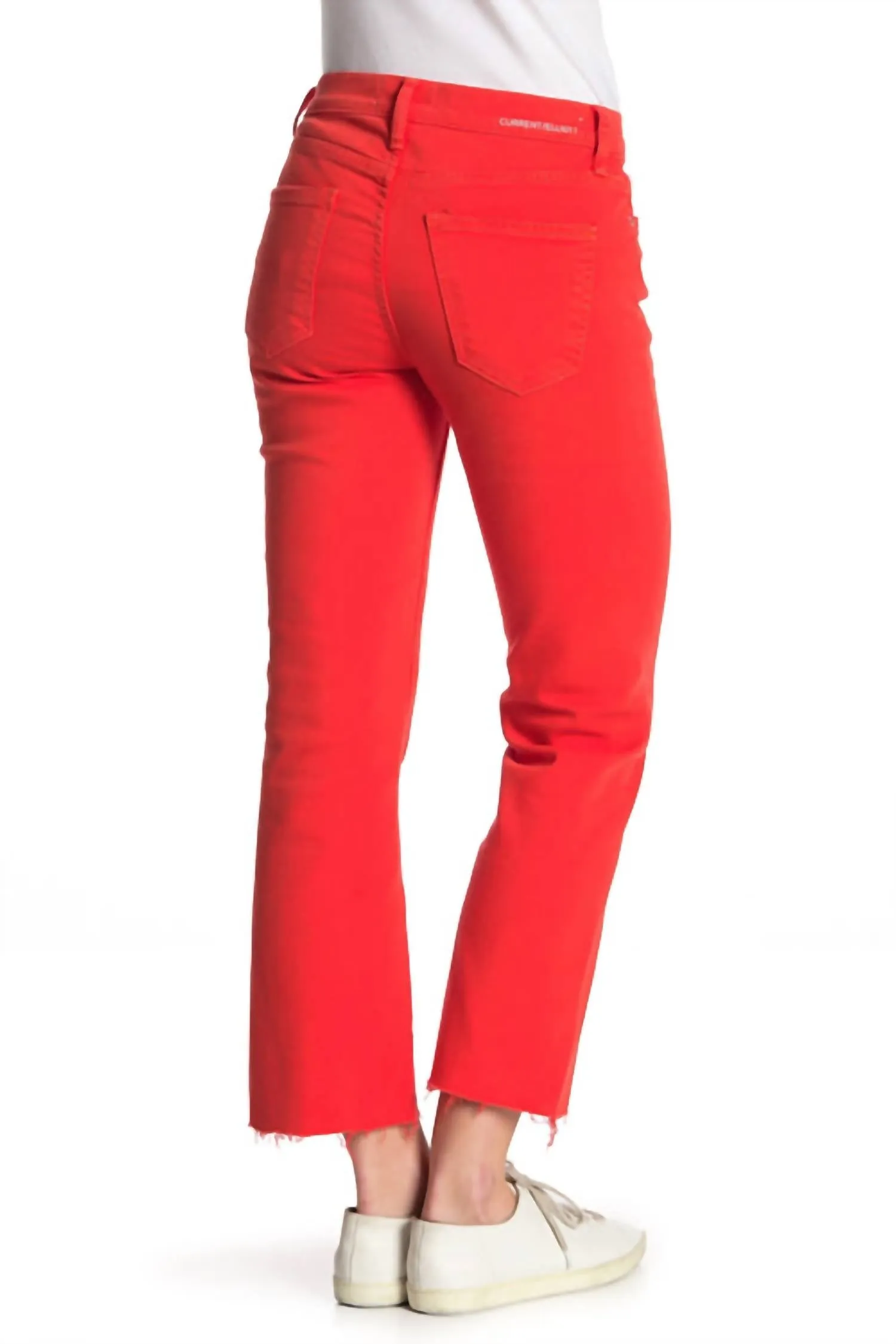 The Kick Flare Crop High Waist Jean In Fiery Red