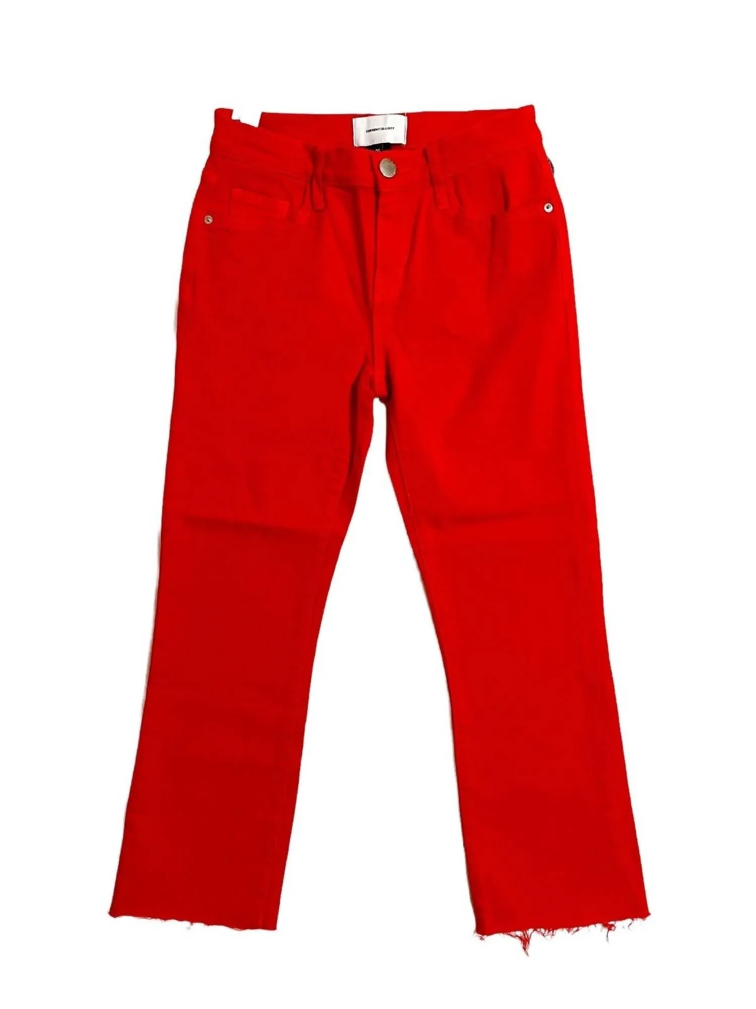 The Kick Flare Crop High Waist Jean In Fiery Red