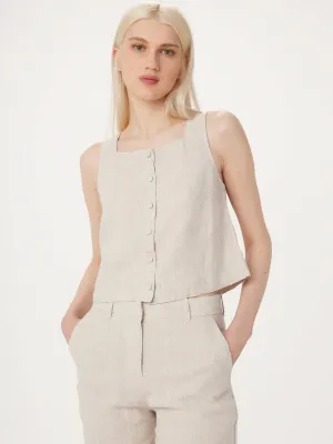 The Shell Linen Top in Light Beige