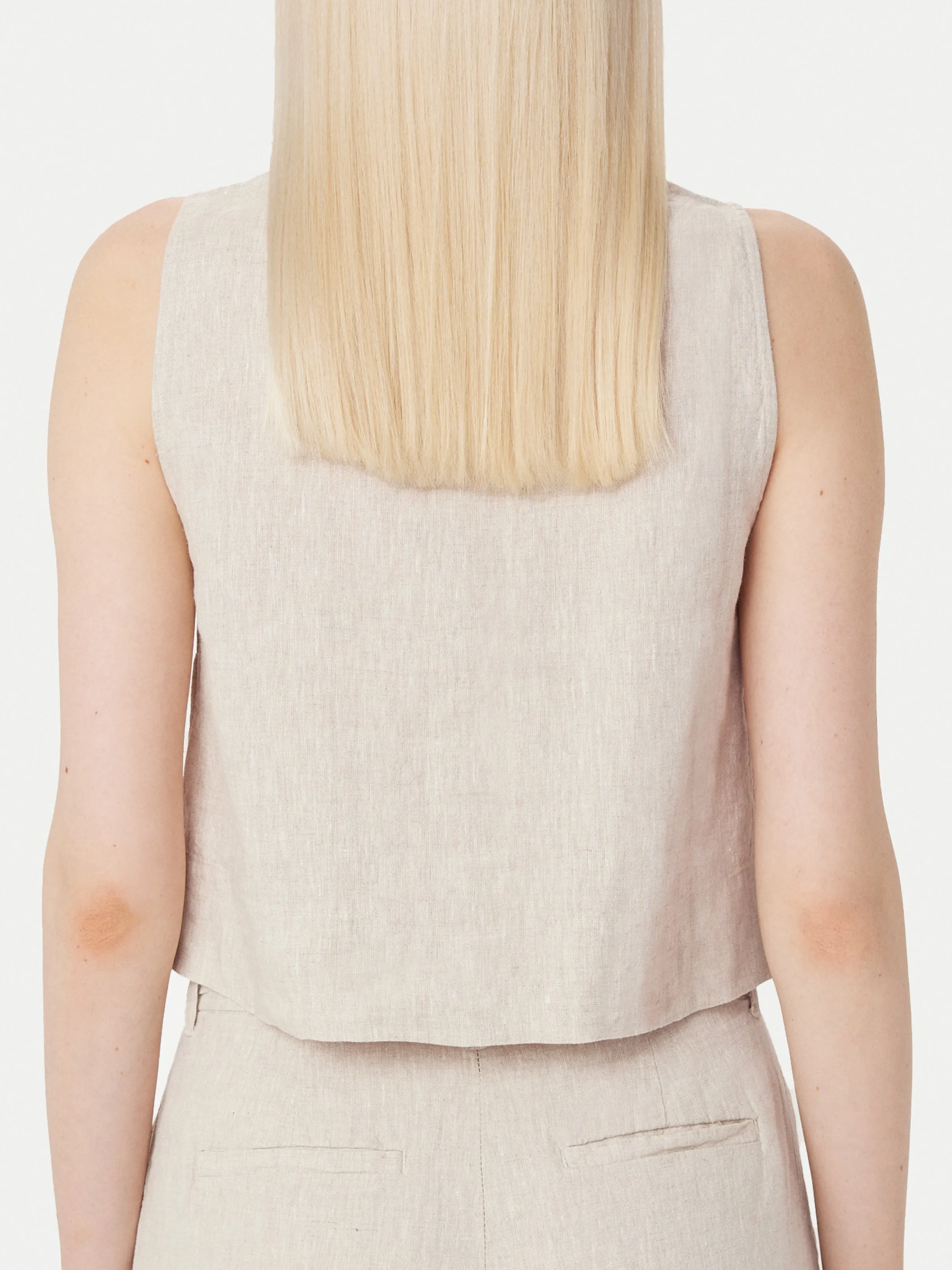 The Shell Linen Top in Light Beige
