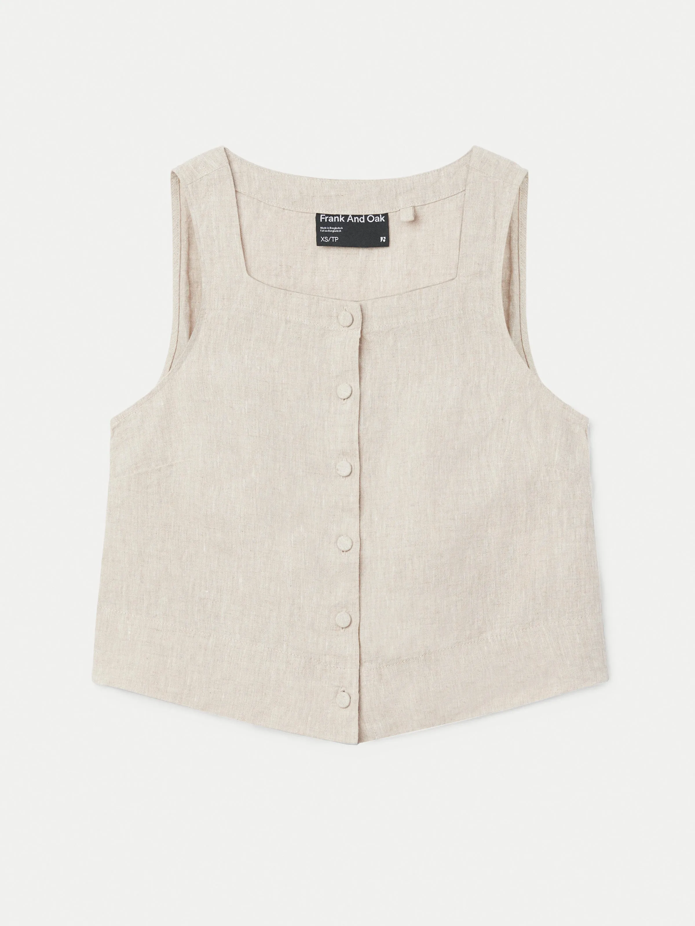 The Shell Linen Top in Light Beige
