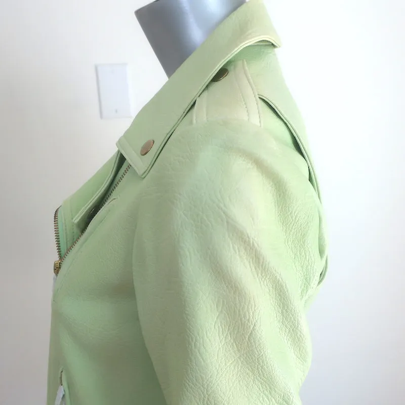 Theory Elenian Leather Motorcycle Jacket Pastel Green Size Medium NEW