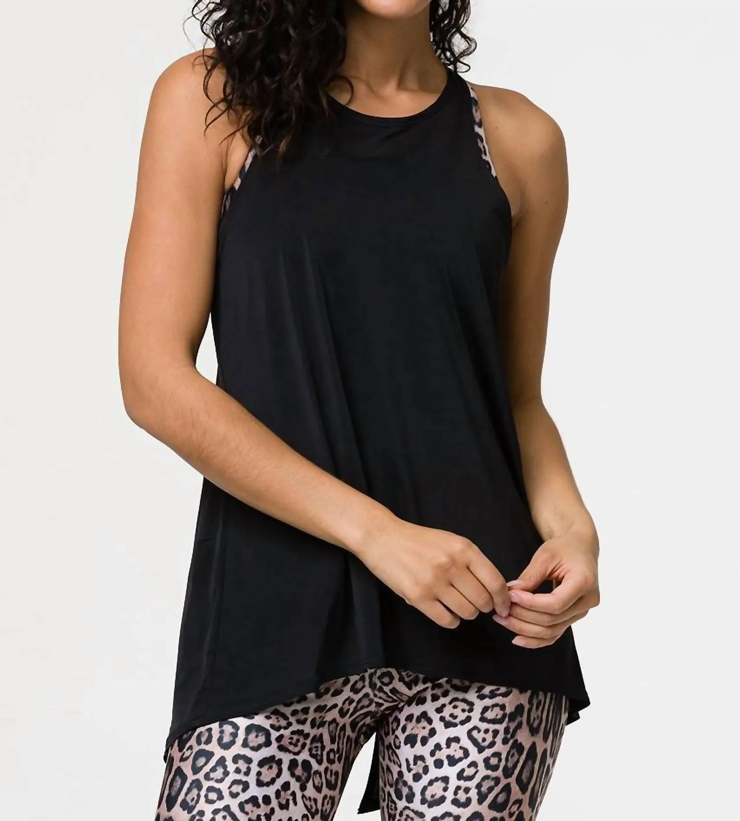 Tie Back Tank Top In Black