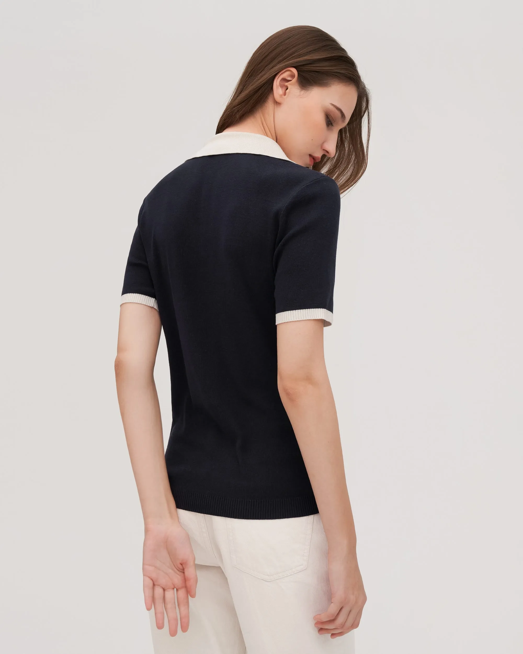 Timeless Mei Silk Knit Polo for Women