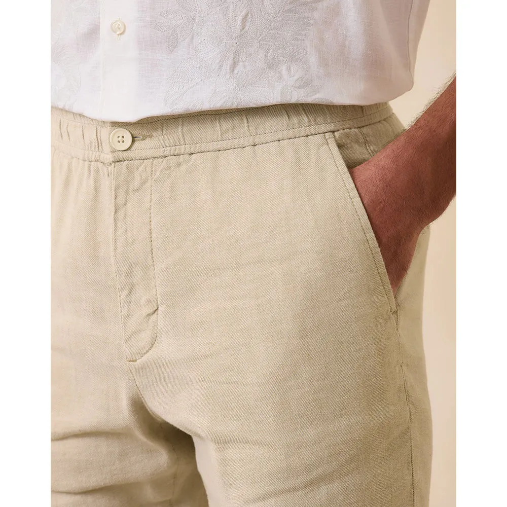 Tommy Bahama Beach Coast Linen Blend Elastic Pull On Pants - Stone Khaki* Mens Tommy Bahama