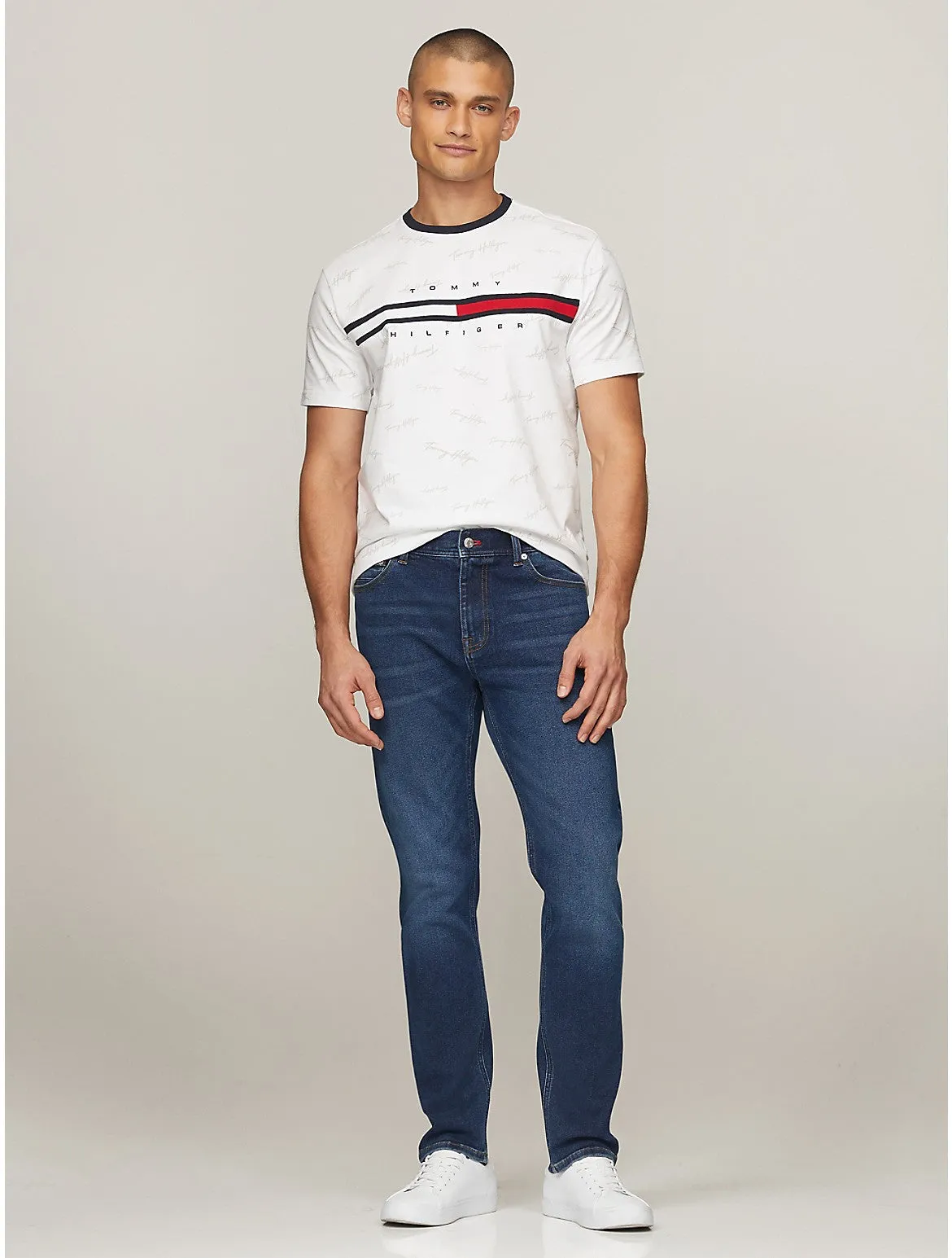 Tommy Hilfiger Men's Signature Flag Stripe Logo T-Shirt