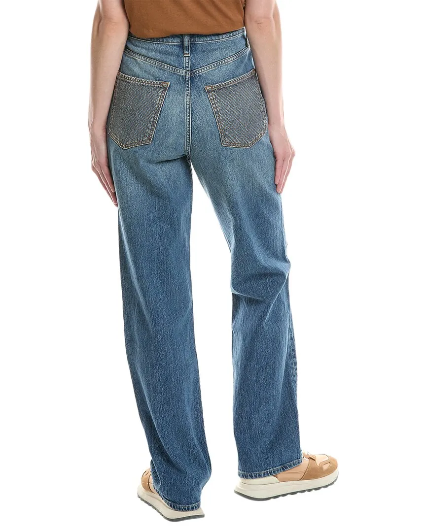 TRIARCHY Ms. Triarchy Classic Indigo Embroidery High-Rise Straight Leg Jean
