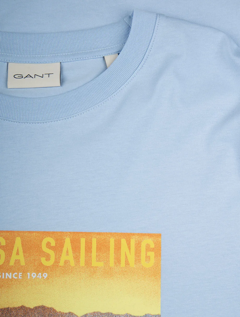 USA Sailing Print Graphic T-Shirt Fresh Blue