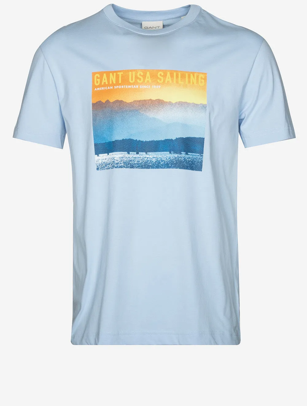 USA Sailing Print Graphic T-Shirt Fresh Blue