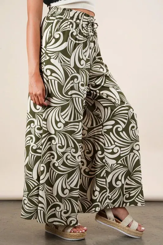 VERY J Printed Wide Leg Pants