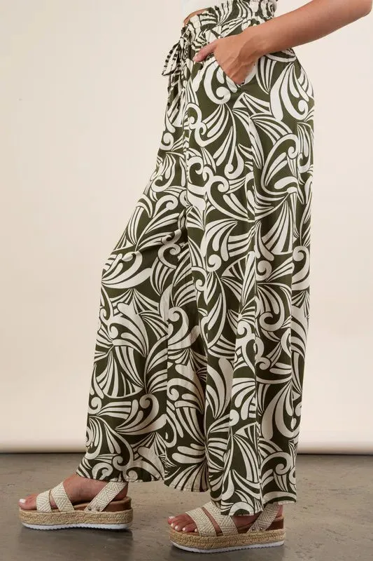 VERY J Printed Wide Leg Pants