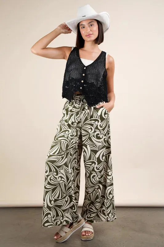 VERY J Printed Wide Leg Pants