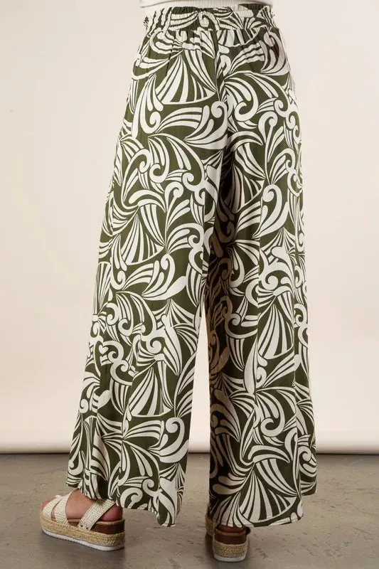 VERY J Printed Wide Leg Pants