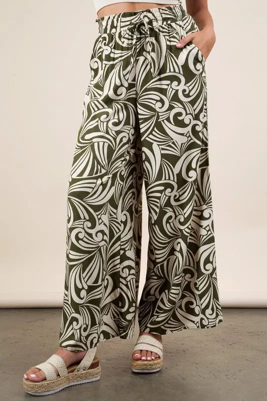 VERY J Printed Wide Leg Pants