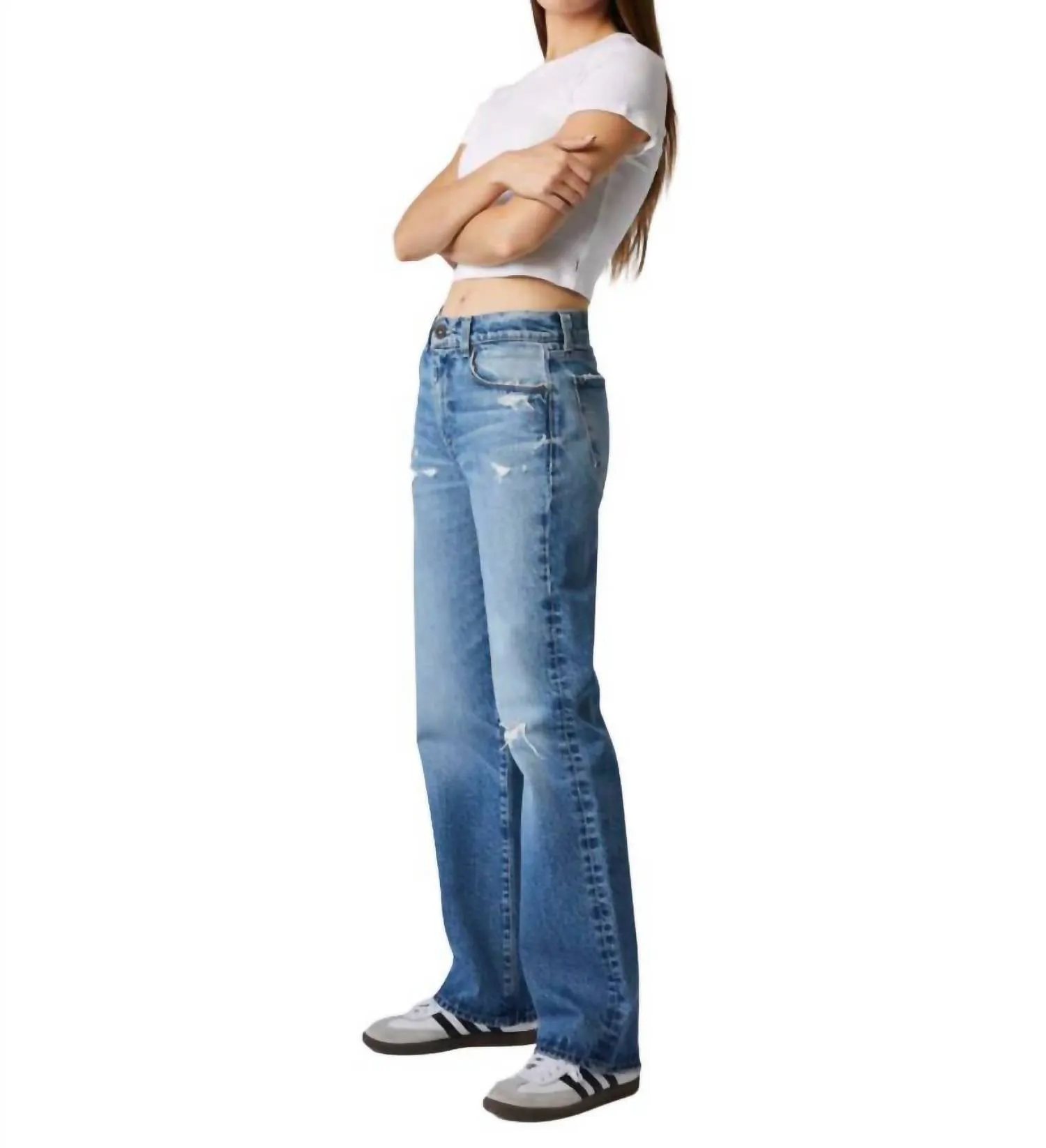 Vincent High Rise Long Wide Leg Jeans In Medium Maggio Wash