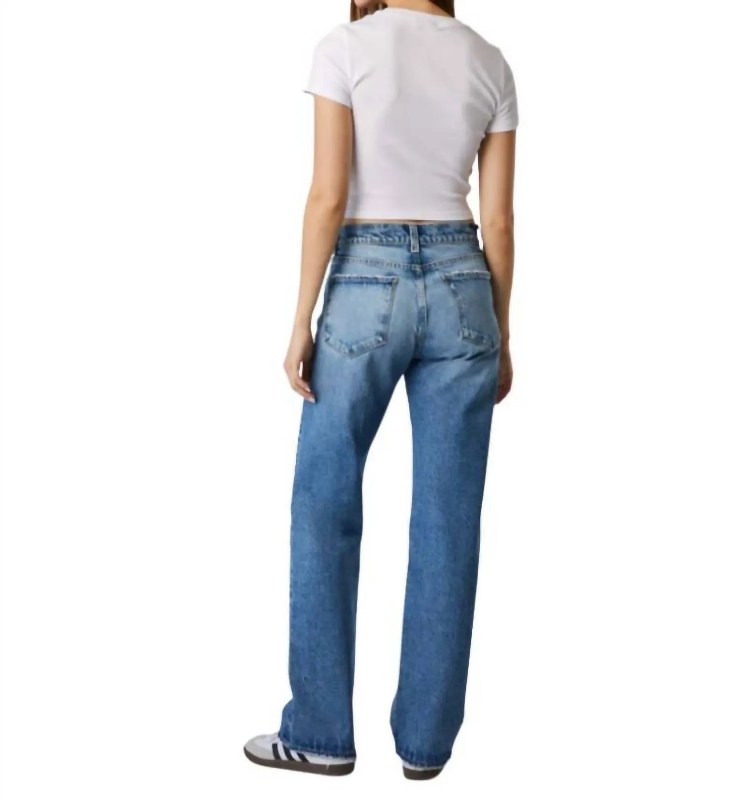 Vincent High Rise Long Wide Leg Jeans In Medium Maggio Wash