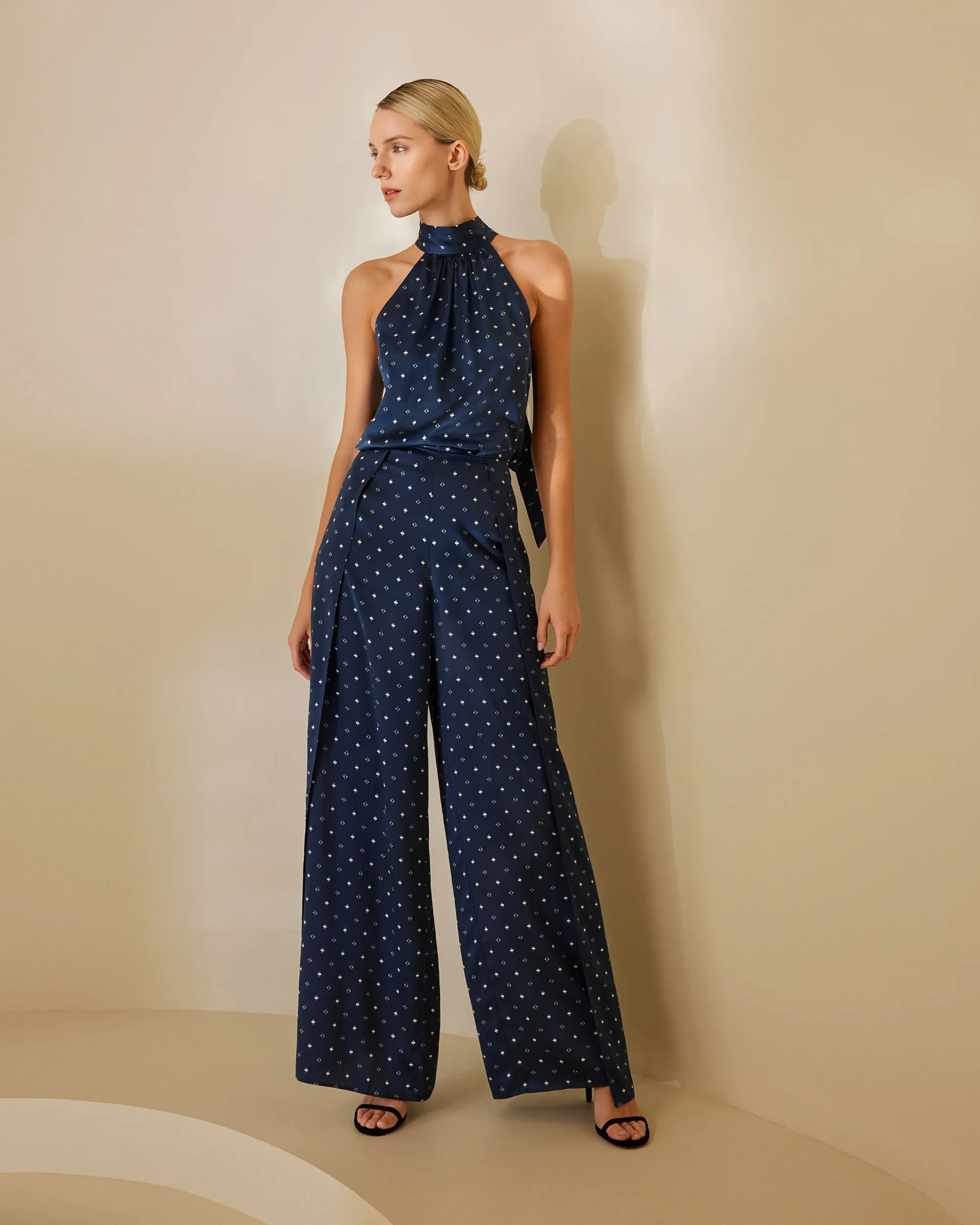 Wide-legged Silk Ginkgo Pants for Women