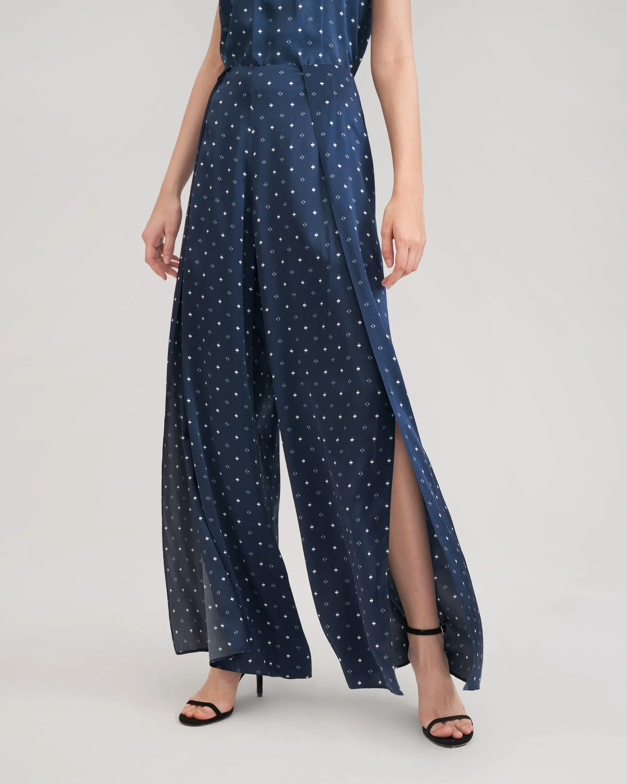 Wide-legged Silk Ginkgo Pants for Women