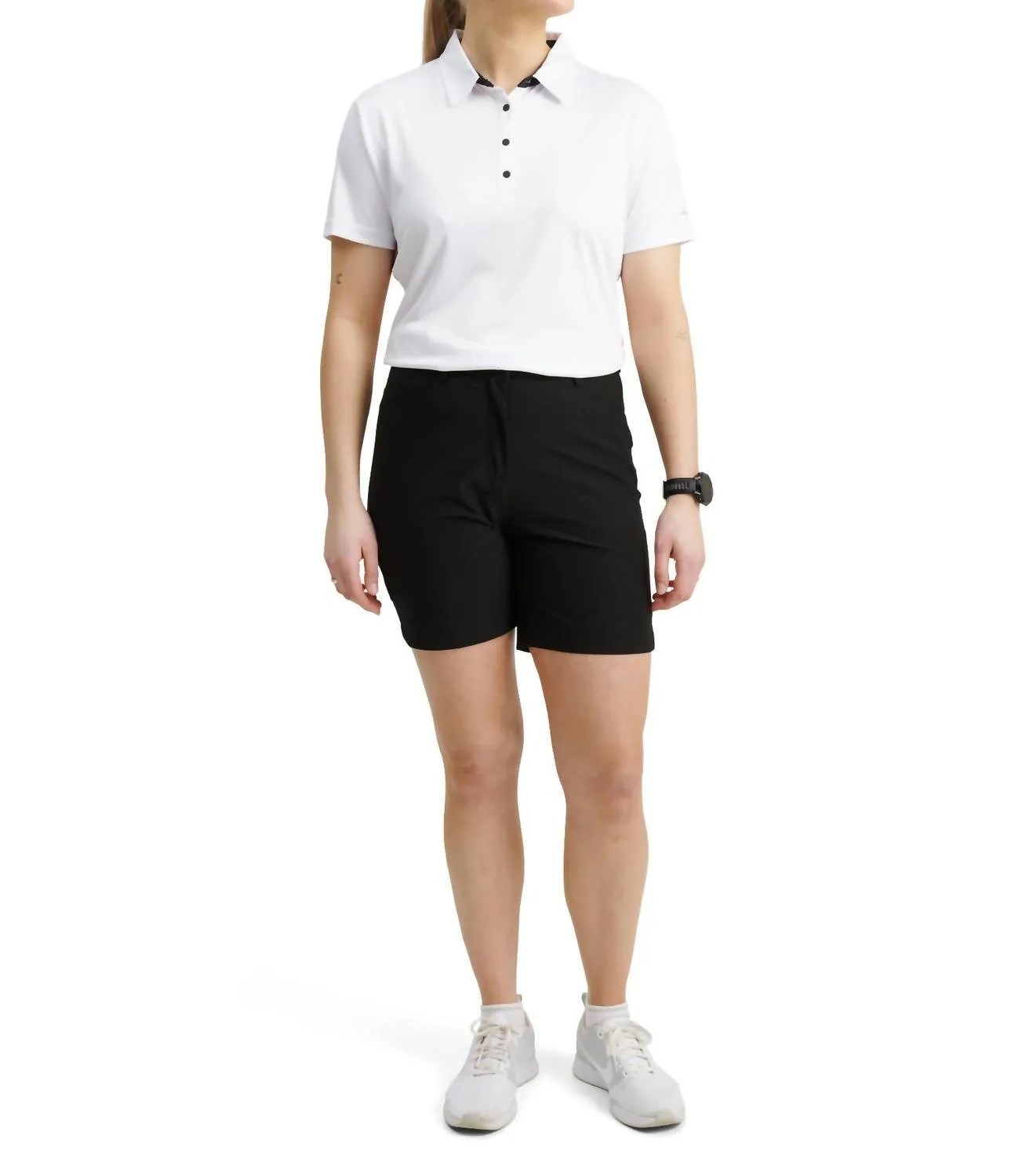 Women Cherry Stripe Polo In White