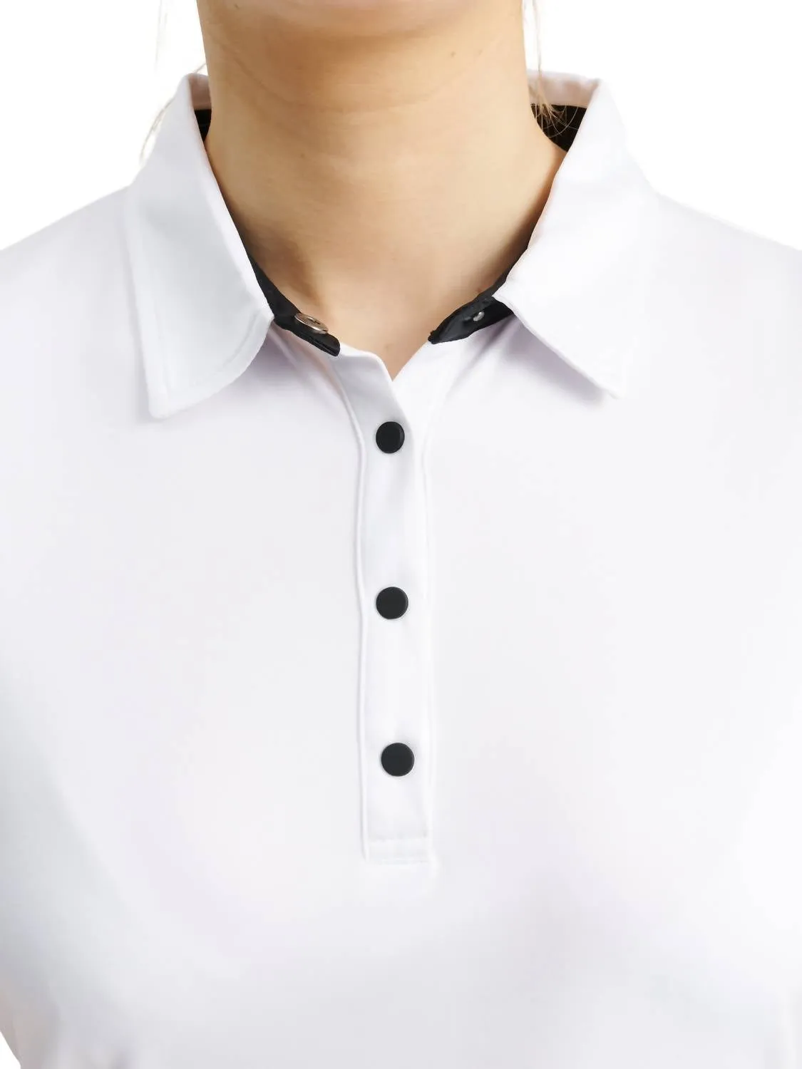 Women Cherry Stripe Polo In White