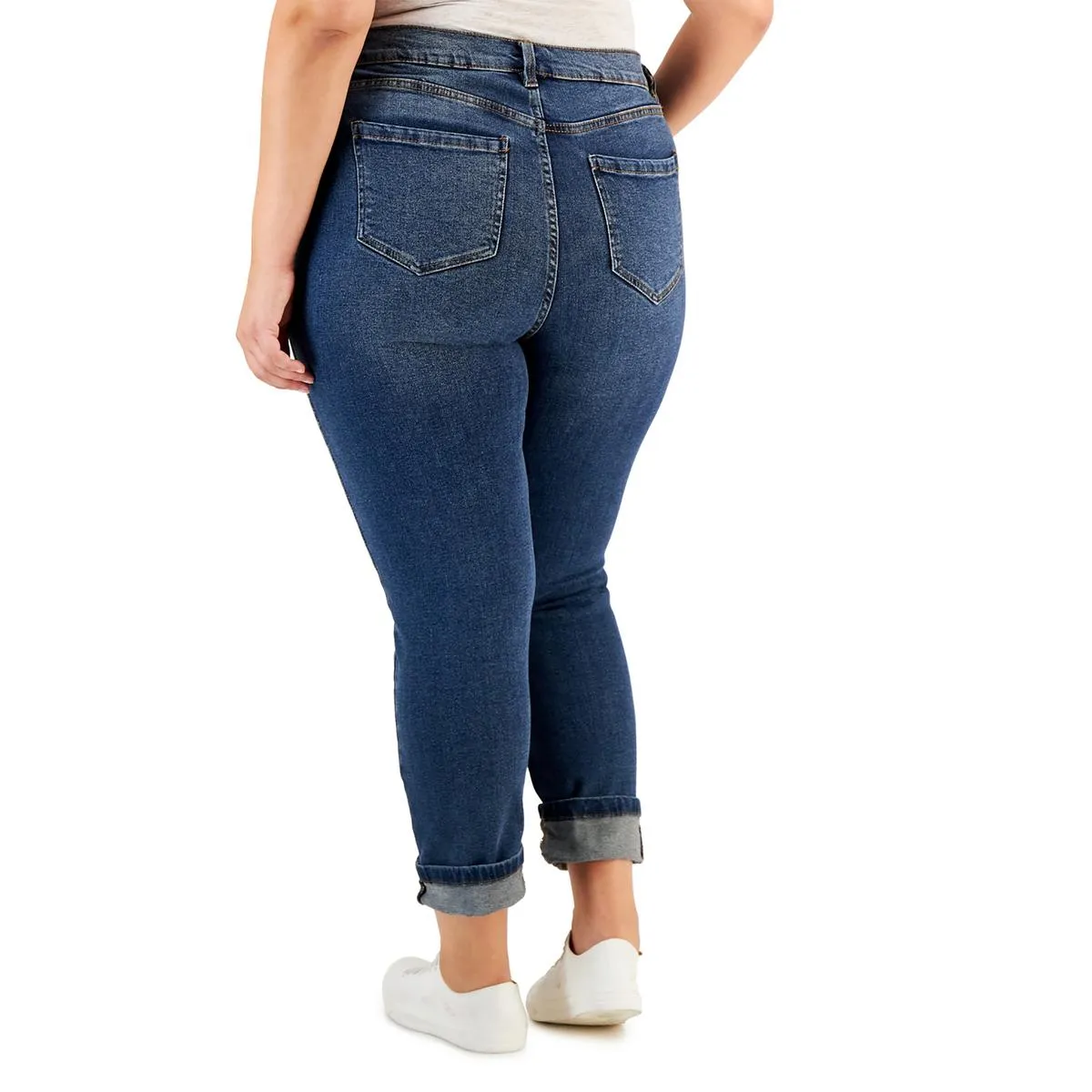 Womens Cuffed Light Wash Skinny Jeans