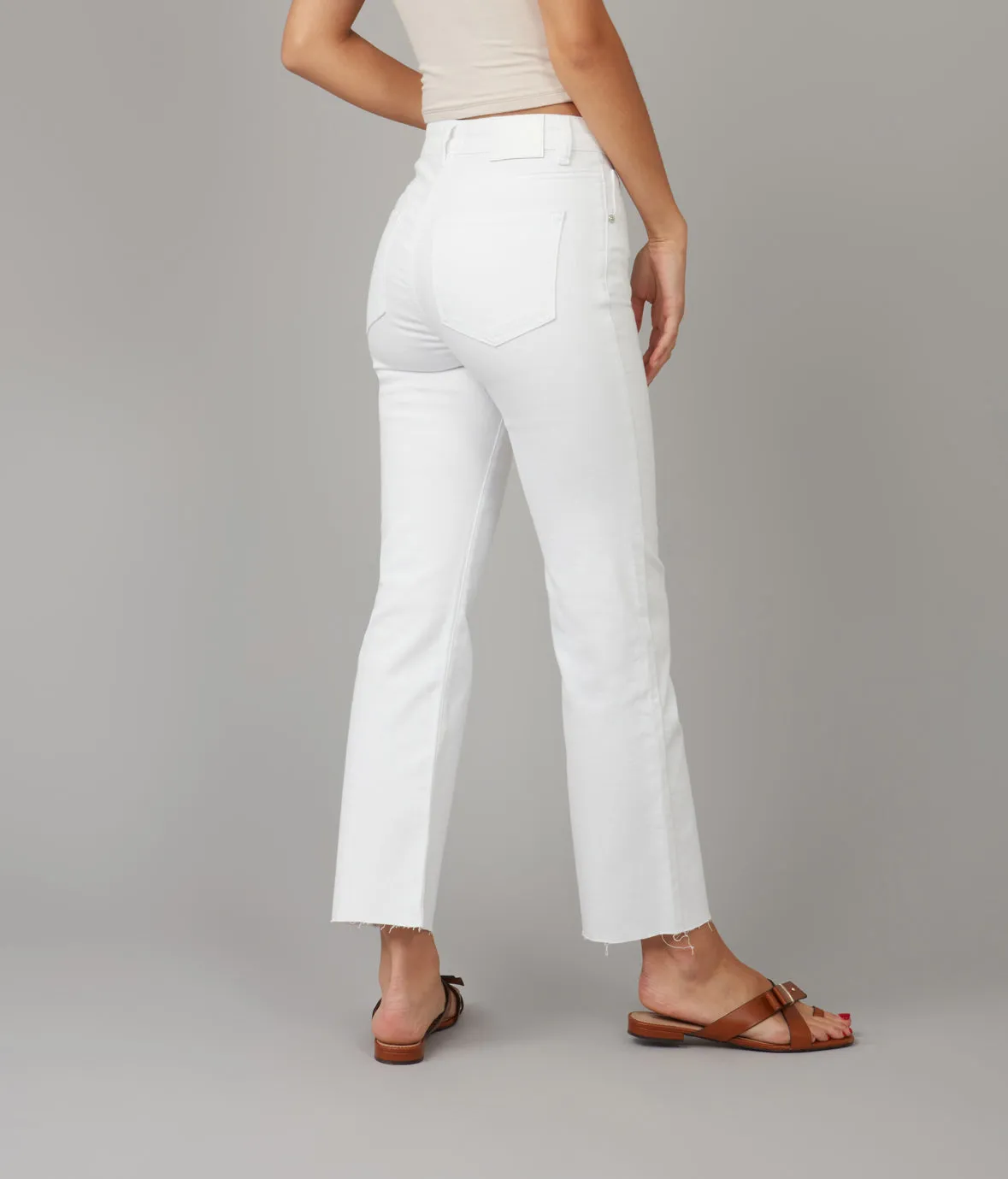 Women's DENVER-WHT High Rise Straight Jeans
