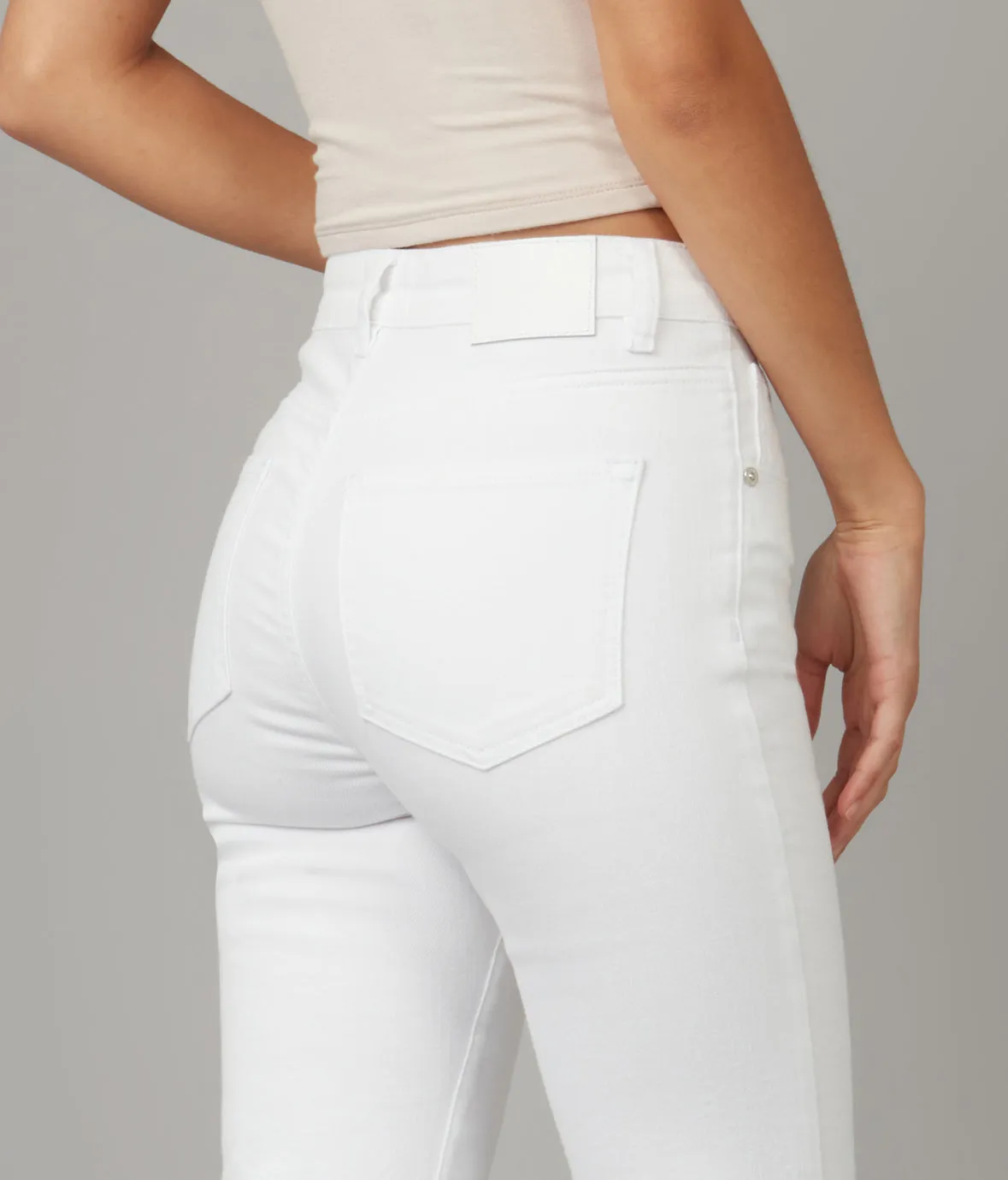 Women's DENVER-WHT High Rise Straight Jeans