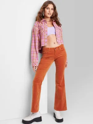 Women's Plain Carduroy Pants,Orange