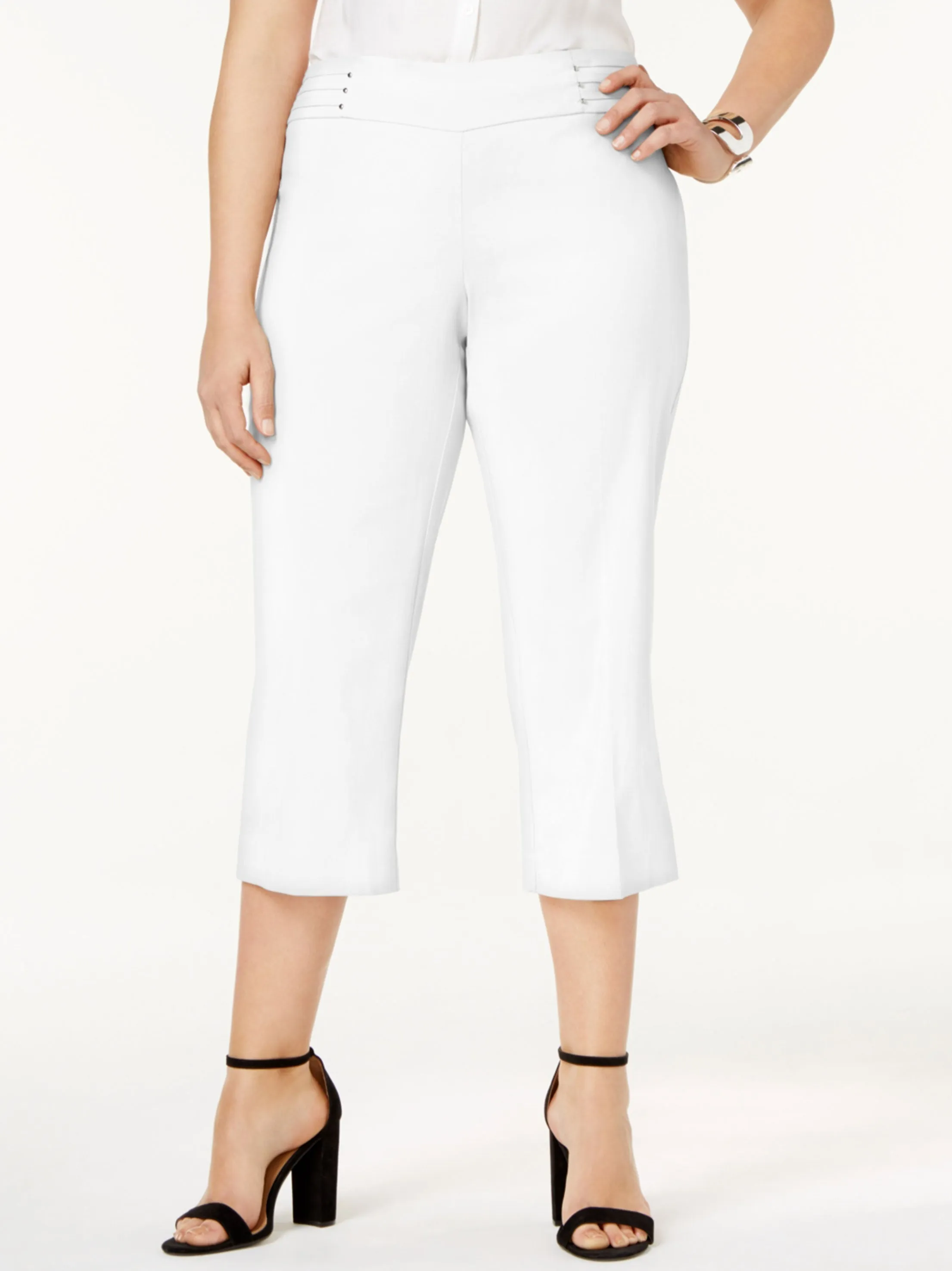 Women's Plain Cropped Pants,White