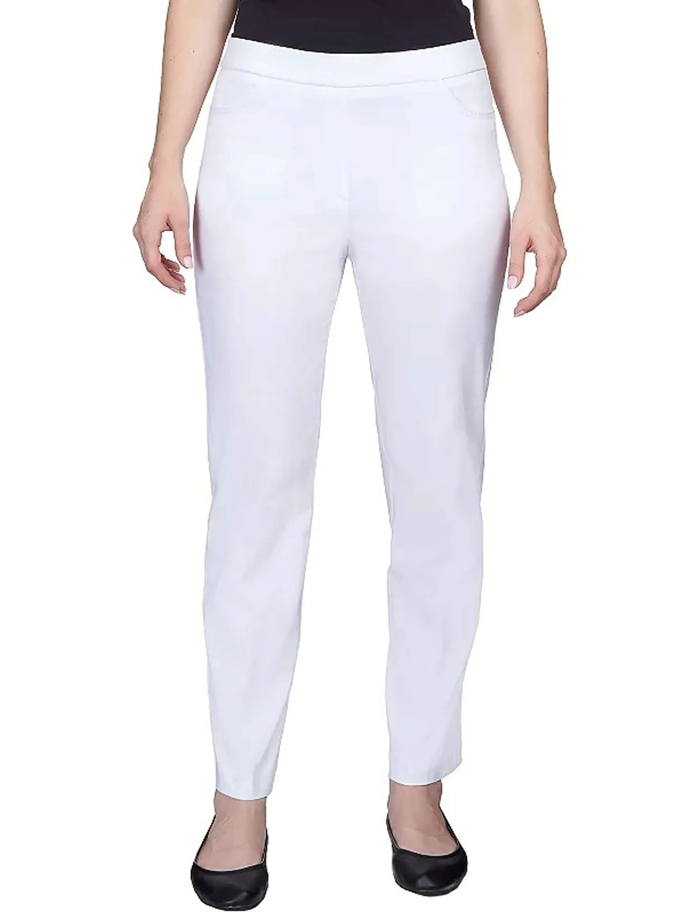 Women's Plain Pull On Pants,White