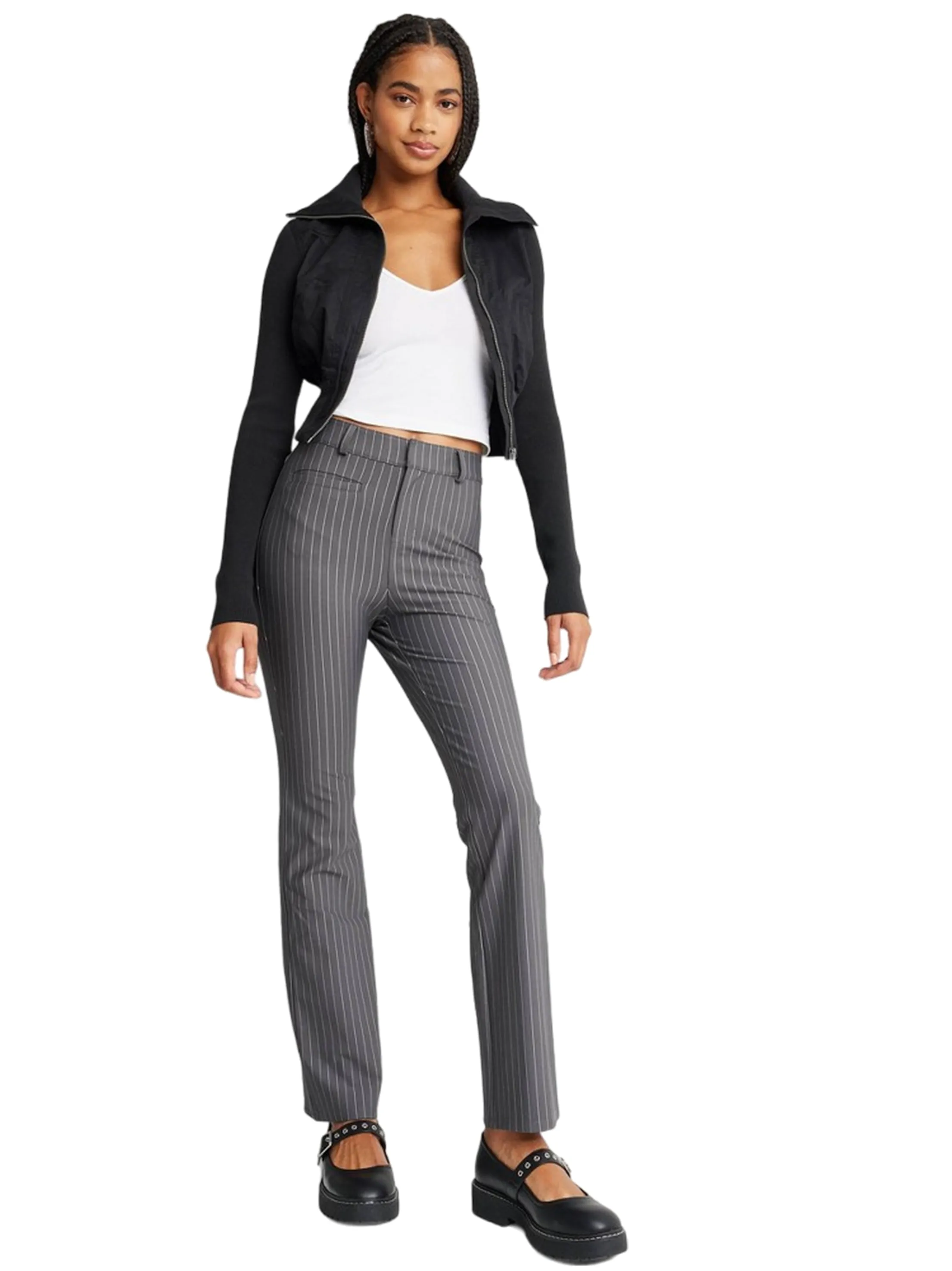 Women's  Striped Pants,Grey