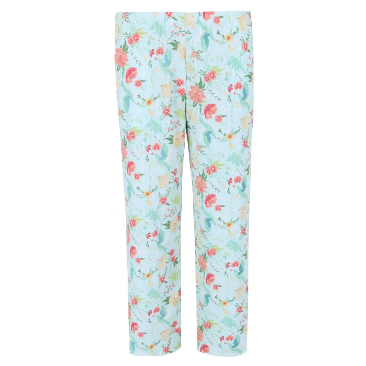 Women's Tropical Floral Ribbed Short Sleeve Capri Set