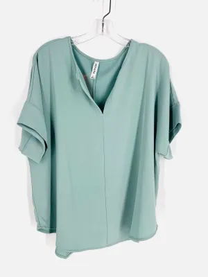 Zenana Size L Sage Front Seam Solid Tops Top-Short Sleeve